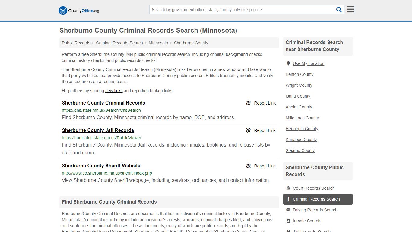 Sherburne County Criminal Records Search (Minnesota)